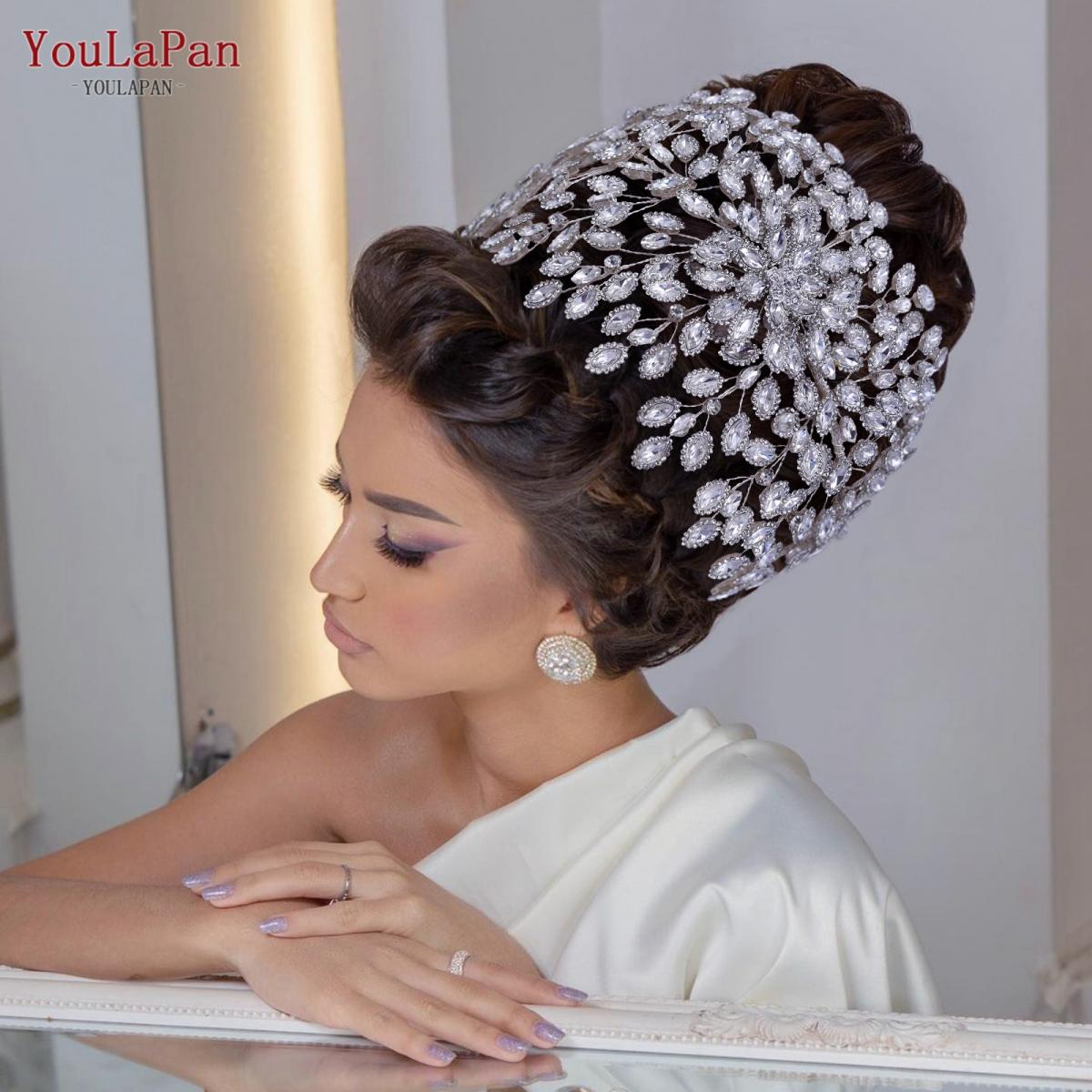 Youlapan Hp428 Luxury Wedding Hair Accessories Silver Rhinestones