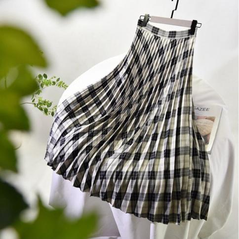 ラウンド Pleated Checkered Twill Long Skirt | www.takalamtech.com