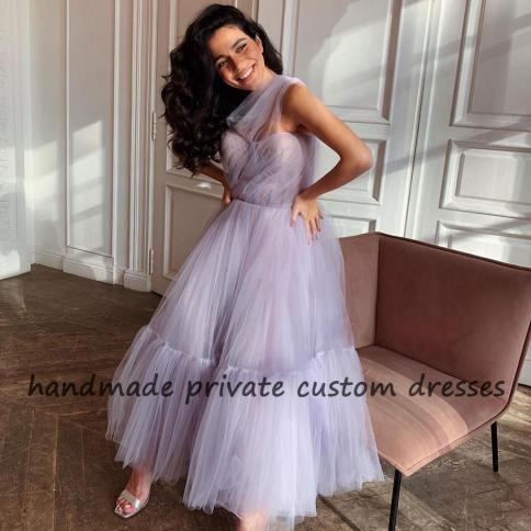 White Layered Tulle Long Graduation Dress