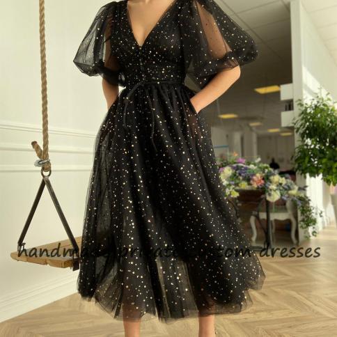 sachin and babi light blue dress Homecoming Dress Puffy Sleeves New Style Mid Length  TANYA BRIDAL