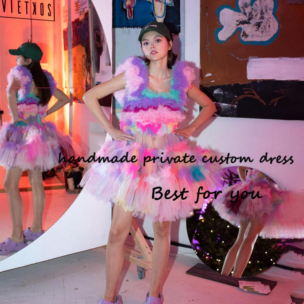 Rainbow Tulle Mini Fairy Prom Party Dresses A Line Girl Homecoming  Graduation Dress Customized Short Evening Prom Gowns US Size Custom Size  Color customized