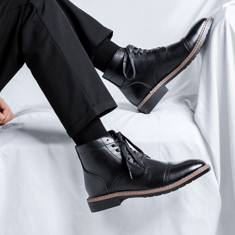 סתיו וחורף מגפיים מחודדים חדשים לגברים עם עקבים נמוכים מגפי מרטין טרנד נעלי עבודה בסגנון בריטי 8201-r