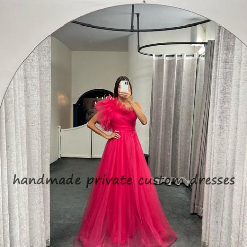 Plus Size The One-Shoulder Pink Party Dress