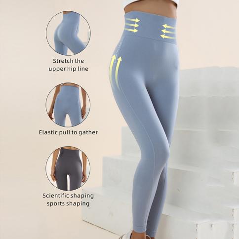 Women's Hip High Waist Yoga Pants Sexy Seamless Stripes No Steel