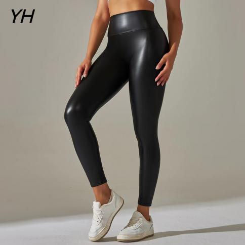 Pu Leather Leggings Women Fitness Yoga Pants High Waist Curvy