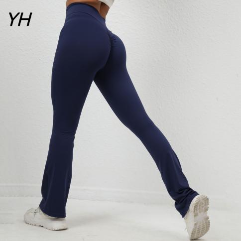 מכנסי יוגה רגליים רחבות נשים חותלות ספורט טייץ ספורט נשים כושר גבוה אלסטי מכנסיים מתרחבים בגדי רחוב