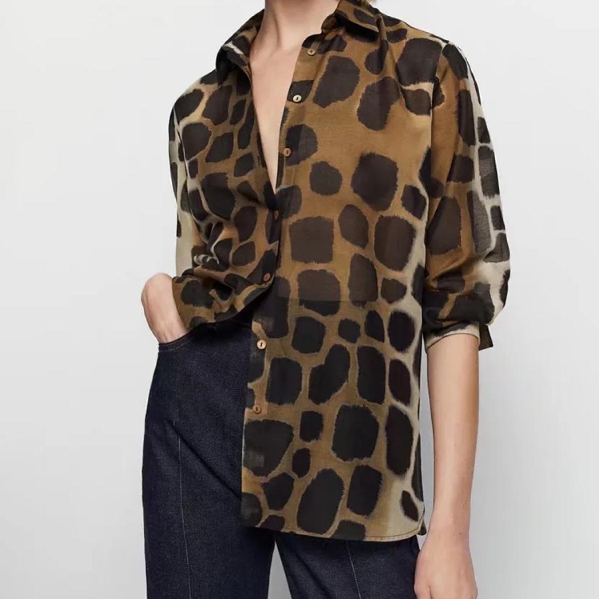 Women Silk Shirts Blouses Women Leopard Print Shirts Women Shirt