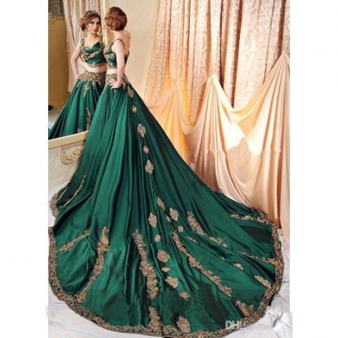 Indian Abaya Green 2 Piece Evening Dresses With Gold Lace Applique Prom  Gowns Saudi Arabic Beaded Kaftan Dress Evening 6 6 Beige Beige