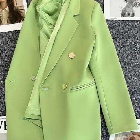 נשים בלייזרים למשרד גברת בלייזר צבע אחיד שרוול ארוך אלגנטי בגדי רחוב פשוטים כולם תואמים מעילים פשוטים לטמפרמנט