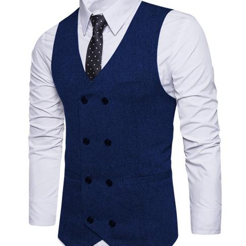 חדש לגברים כחול רויאל חזה כפול אפוד חליפת slim fit ווסט קז'ואל חזייה עם דפוס אדרה באיכות מעולה עבור weddi