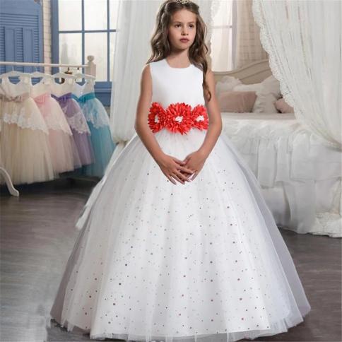 וינטג' פרח ילדה שמלה לילדים חתונה בגדי ערב פורמליים פאייטים שמלת שושבינה ילדים ילדה מסיבת נסיכות