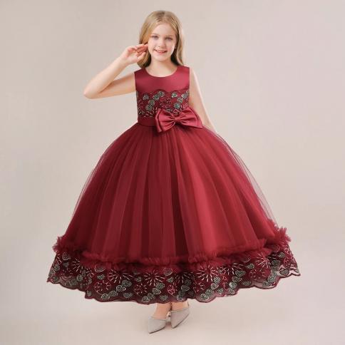 2023 קיץ שמלת נסיכים לבנות תחפושת ערב רשמי אלגנטי ילדה ילדה יום הולדת שמלות מסיבת חתונה קשת ילדים