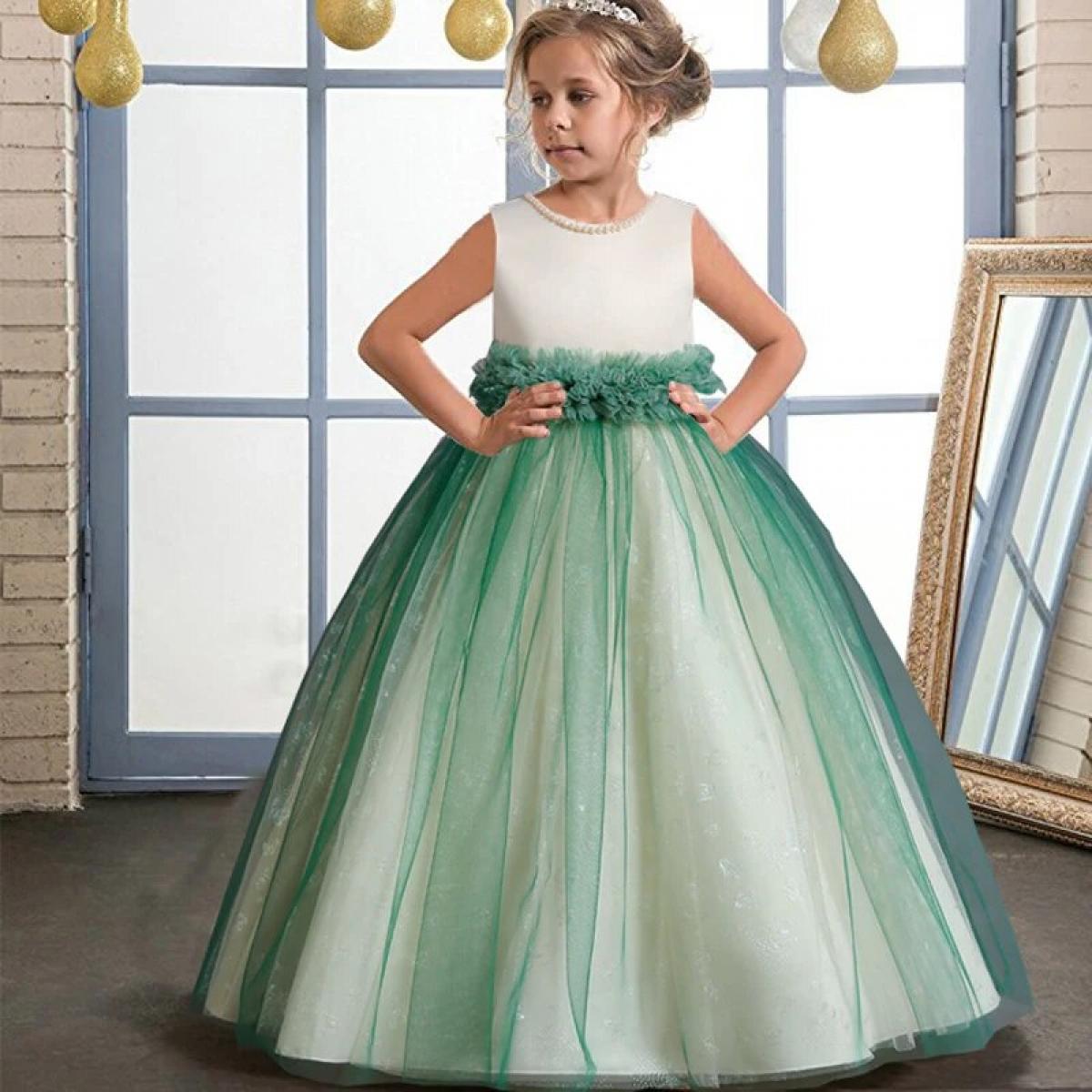 Teens Pageant Bridesmaid Dresses For Girls Children Costume 4 12years  Elegant Kids Girl Party Dress Formal Wedding Prom Dark Green Dark Green  9-10T 150 9-10T 150