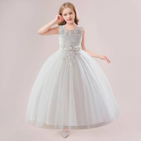 מתבגר לבן שושבינה שמלות ילדים תחרה פרח ילדה שמלת מסיבת חתונה שמלת נסיכה אלגנטית לילדות ערב רשמי