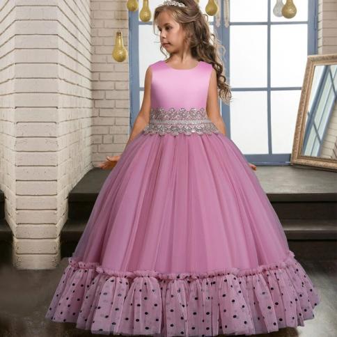 2022 ילדה אלגנטית שמלת מסיבת ילדה טול נקודות יום הולדת שמלת נשף לחתונה שמלות ערב שושבינה לבני נוער לילדים