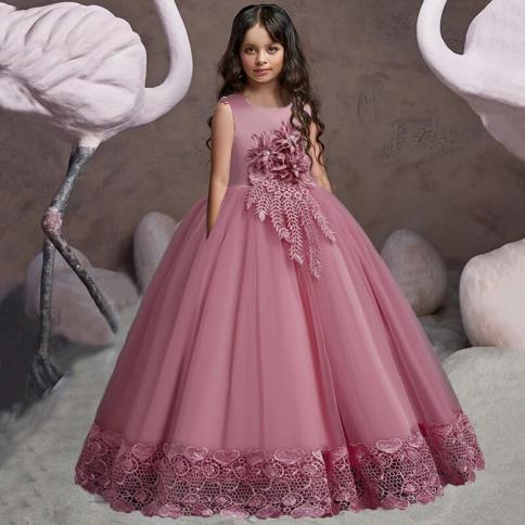 מתבגר פרח שושבינה שמלות לילדות מסיבת חתונה מסיבת חתונה שמלת נשף ארוכה ילדים הקודש בגדי ערב אלגנטיים