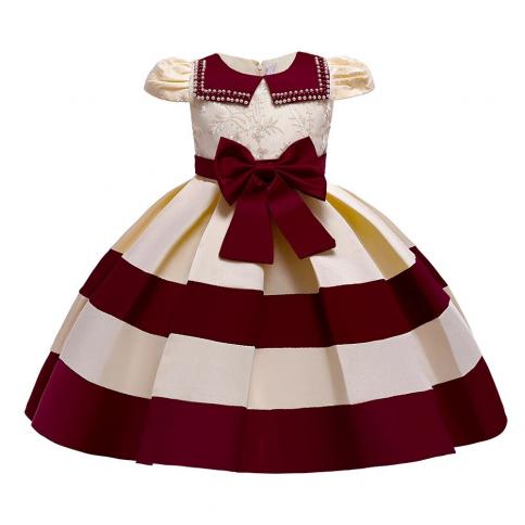 מסיבת בנות שמלות שושבינה חרוזים קשת רשמית ילדים שמלת כלה לילדות ילדי יום הולדת שמלת ערב נשף ווסטידו
