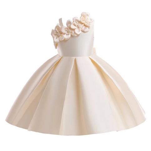 Elegant Kids Party Dresses For Girls Birthday Wedding Prom Gown Oblique  Shoulder Flower Girl Princess Dress Children Cos champagne champagne 5T 120  5T 120