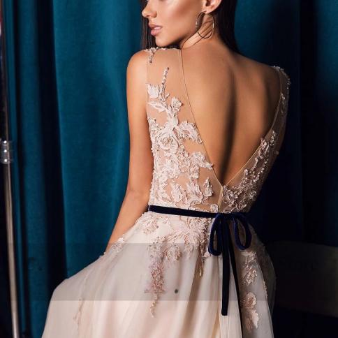 slim fit dress slacks Elegant Long Champagne Mermaid Lace Graduation Dresses with Long Sleeves main image 0