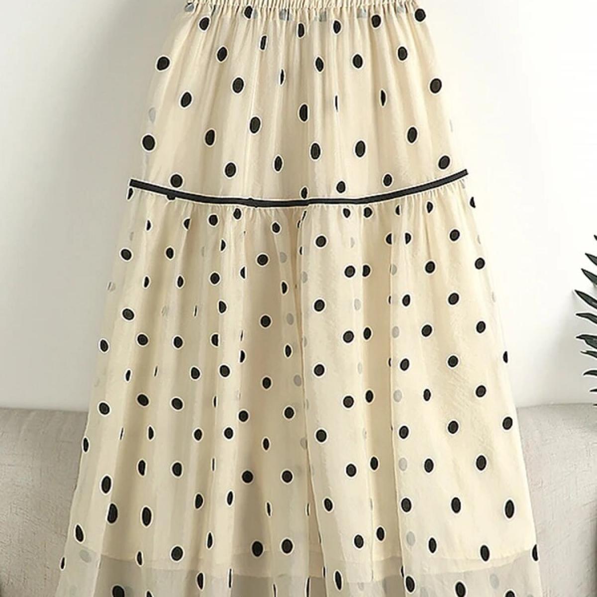 Polka dot outlet skirt elastic waist