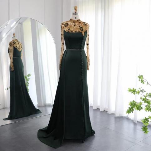 Long Party Dress Olive Green Wedding Olive Green Dress Long Sleeve Green  Mermaid 16 16 Emerald Green Emerald Green
