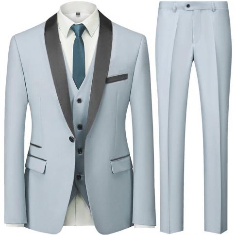 חליפה דקה בסגנון בריטי לגברים סט 3 חלקים מכנסיים וסט מכנסיים/גבר עסקים ג'נטלמן מעיל בלייזרים בהתאמה אישית גבוהה