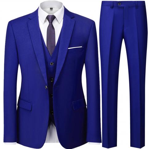 2023 אופנה גברים חליפת עסקים קז'ואל סט 3 חלקים/גבר שני כפתורים בלייזרים מכנסיים מכנסיים ווסט