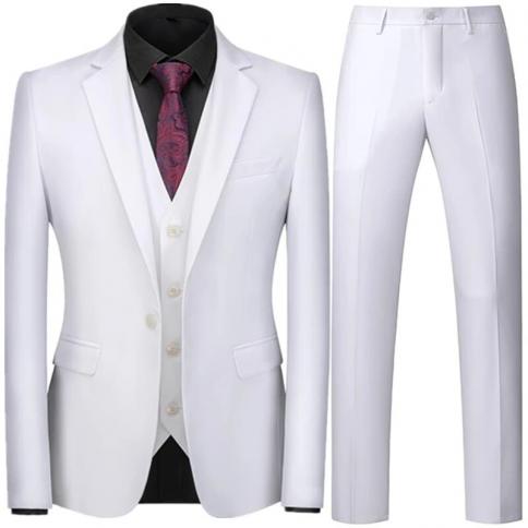 אופנה חדש גברים עסקים מזדמנים צבע אחיד חליפות גופיה מכנסיים סט 3 יחידות/שמלה לגבר כפתור אחד בלייזרים מעיל ג'קר מכנסיים