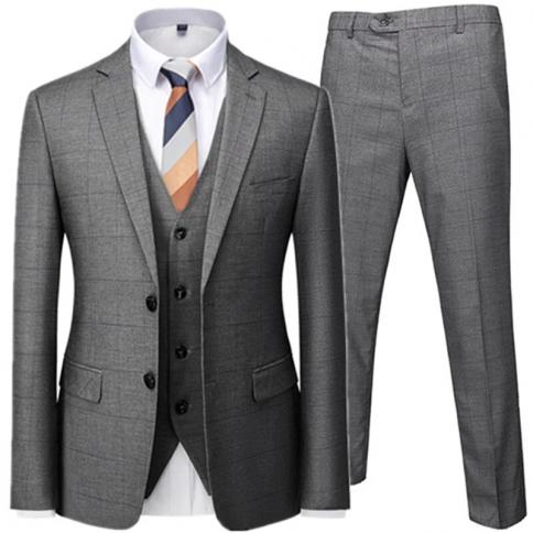 בלייזרים מעיל מכנסיים אפוד / 2023 אופנה חדשה לגברים קז'ואל בוטיק עסקי בריטית משובצת פסים חליפה מכנסיים מעיל וואי