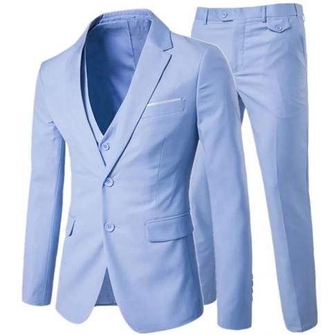 חליפה מכנסיים וסט 3 חלקים / כפתור אחד לגברים שני כפתורים צבע אחיד שמלת עסקים בלייזרים ז'קט מעיל מכנסיים וואי