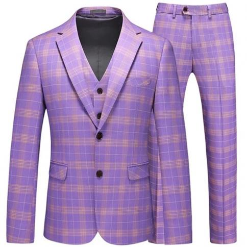 3 יחידות סט חליפה מעיל אפוד מכנסיים/2023 אופנה גברים מזדמנים בוטיק עסקי חתונה פסים שמלה משובצת בלייזרים מעיל tr