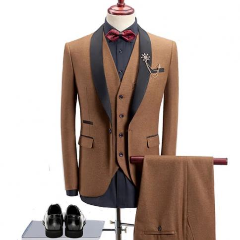 גברים עסק ברמה גבוהה דק עבה צבע סט חליפת 3 חלקים מעיל אפוד מכנסיים/אירוע חתונה ג'נטלמן בלייזרים מעיל מעיל
