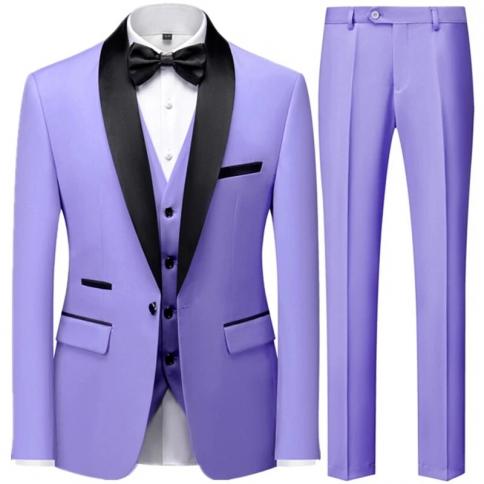 חליפה מעיל מכנסיים אפוד 3 יחידות סט / 2023 אופנה גברים קז'ואל בוטיק עסקי שמלת חתן כלה בלייזרים מכנסיים ז'קט