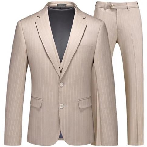 3 יחידות סט חליפה מעיל אפוד מכנסיים/2023 אופנה גברים מזדמנים בוטיק עסקי חתונה פסים שמלה משובצת בלייזרים מעיל tr