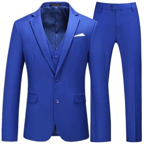2023 אופנה חדשה לגברים פנאי בוטיק צבע אחיד עסקי חתונה שמלת הגבר בלייזרים ג'קט מעיל מכנסיים אפוד 3 יחידות