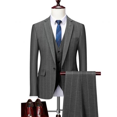 חליפה מכנסיים מעיל וסט 3 יחידות סט / 2023 אופנה חדש לגברים מזדמנים בוטיק עסקי בסגנון בריטי מכנסיים חליפה משובצת מותן