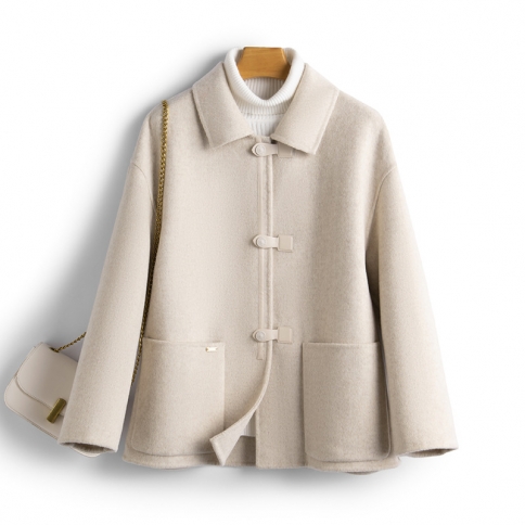 מעוצב בסגנון חדש מעיל צמר דו צדדי לנשים בסתיו ובחורף מעיל צמר טהור לנשים