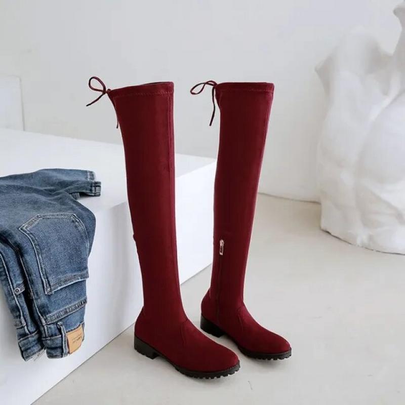 Red thigh high hot sale boots size 11