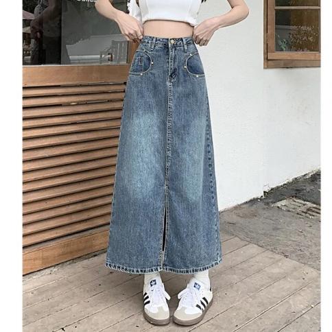 Plus size long denim skirts cheap xl