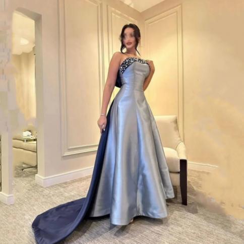 Lorrtta A Line Prom Evening Dresses Formal Strapless Beading Party