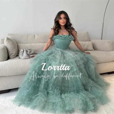 lorrtta a ליין שכבות טול שמלות ערב ארוכות ערב הסעודית שמלות מסיבה אלגנטיות לנשים ערב מסיבת דובאי