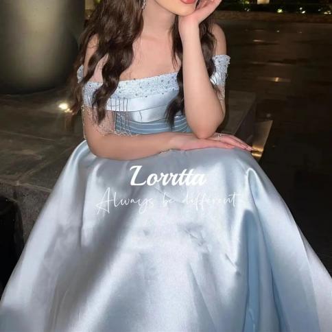 lorrtta אלגנטיות ויפות ללא שרוולים שמלות נשף על הכתף גדילי שמלת ערב אופנה נשים לובשות חתונה