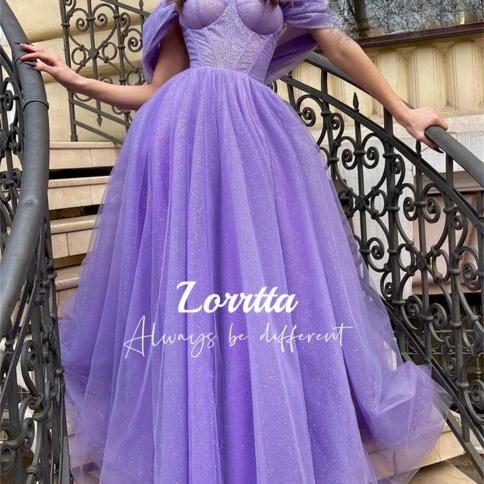 lorrtta סגול מנצנצים שמלות ערב 2023 off shoulder sweetheart a line long long reward long the dress שמלת נשף מסיבה רשמית