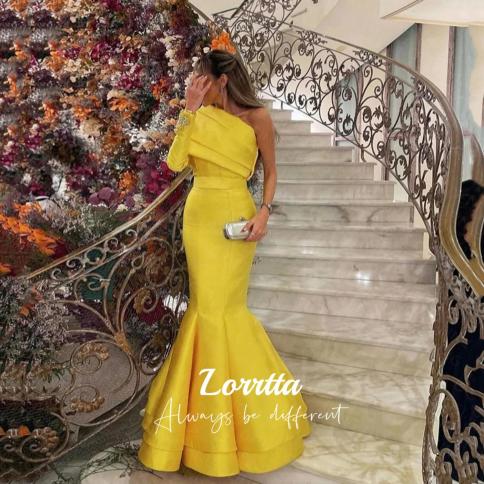 lorrtta שמלת ערב לנשים צהובה לנשים שמלות ערב אלגנטיות מאוד לחתונה חלוק סאטן שמלות ארוכות רכות p