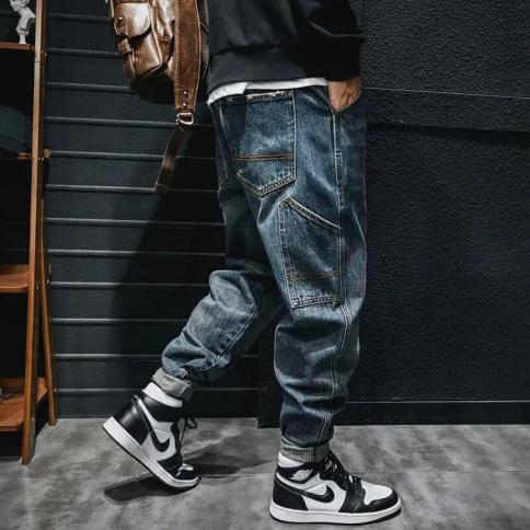 Hip Hop Blue Baggy Cargo Jeans