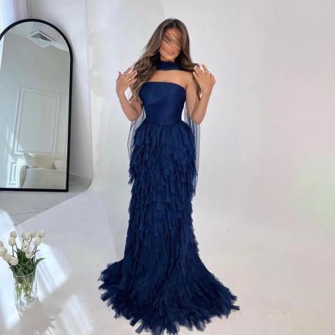 oeing strapless luxury formal evening dresses tiered sheath sleeveless فساتين سهرة floor length elegant prom g