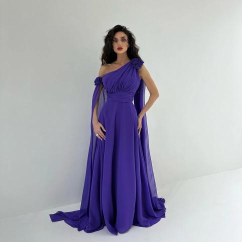 oeing one shoulder luxury formal evening dresses floater long sleeves فساتين سهرة floor length elegant prom go