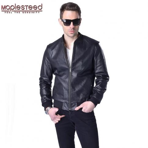 Maplesteed Men Genuine Leather Jacket 100% Real Cowhide Sheepskin