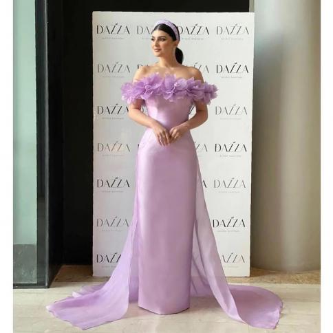 oeing off shoulder luxury formal evening dress pleat short sleeves فساتين سهرة floor length elegant prom grown