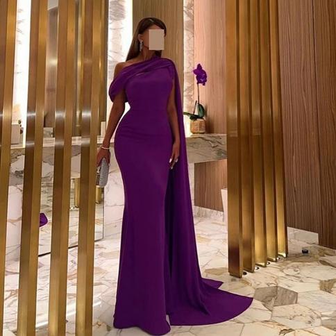 oeing one shoulder luxury formal evening dresses floater long sleeves  فساتين سهرة  floor length elegant prom